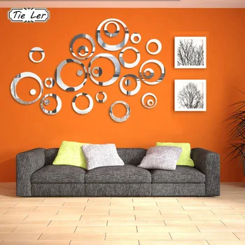 

24PCS/4 Sets 3D Mirror Acrylic Wall Stickers Creative Circle Ring Bedroom Decors for Family Decoration Adhesive Vinyl Home Decal