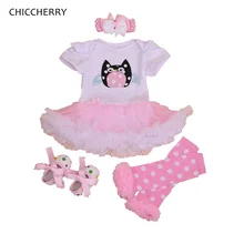 Летние Боди с милой совой, Infantil Menina Bebe, праздничные платья, комплекты из 4 предметов для малышей, Одежда для новорожденных девочек, одежда для младенцев