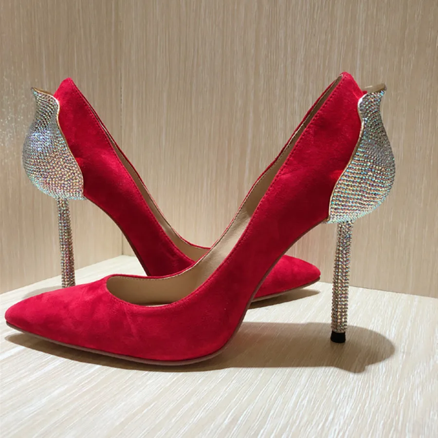 Sexy Petalo silver Partito Alti Pompe Nero Da Delle Pecora Cristallo Sposa Black purple Di Scarpe Tacco Punta Tacchi Luchfive Green Donna Estate Pelle Primavera Sottile army nude Donne red A TfxEXqB