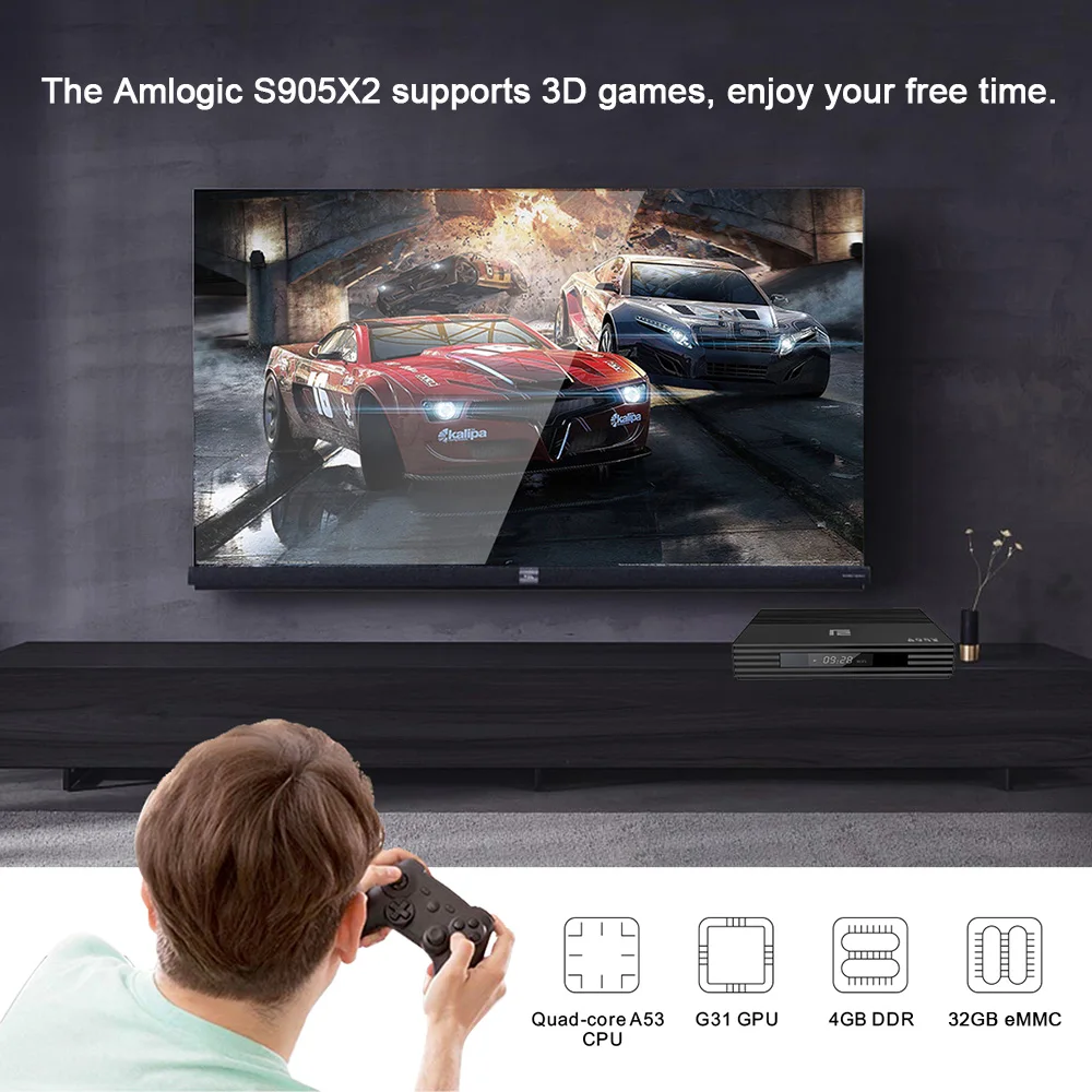 ТВ приставка A95X F2 для Smart TV Android 9 0 четыре ядра H.265 4K 4 Гб 32/64 ГБ 2 4G/5G Wi Fi HD медиаплеер