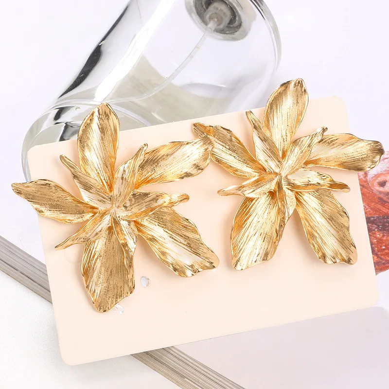RscvonM золото серебро в форме цветка сережки-гвоздики большие Многослойные массивные праздничные металлические звезды модные ювелирные изделия для женщин