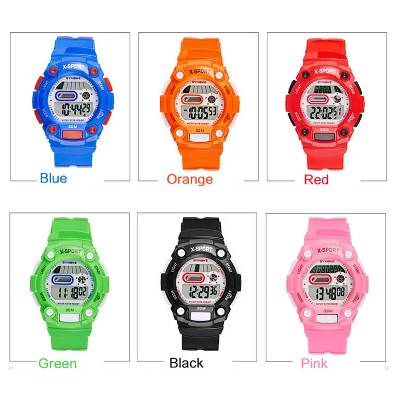 

Fashion Luminous Waterproof Multi-functional Student Wrist Watch Children Sport Digital Watch Candy Color Watch Gift for Kids BH