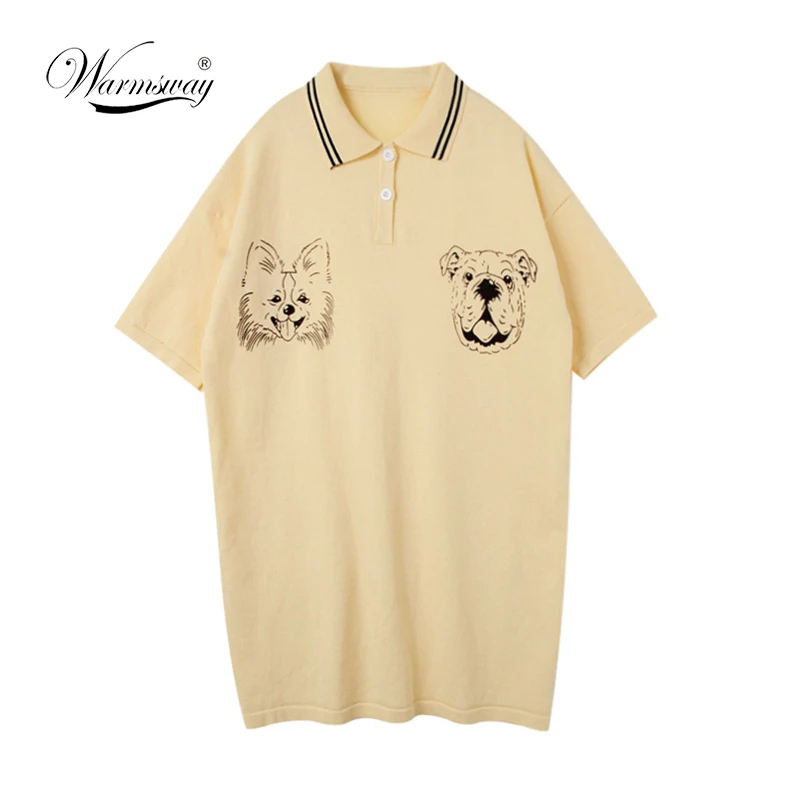 Women Summer Dress animal Cartoon Printed short Sleeve New Ladies Loose Cotton Dresses Preppy Style Girls