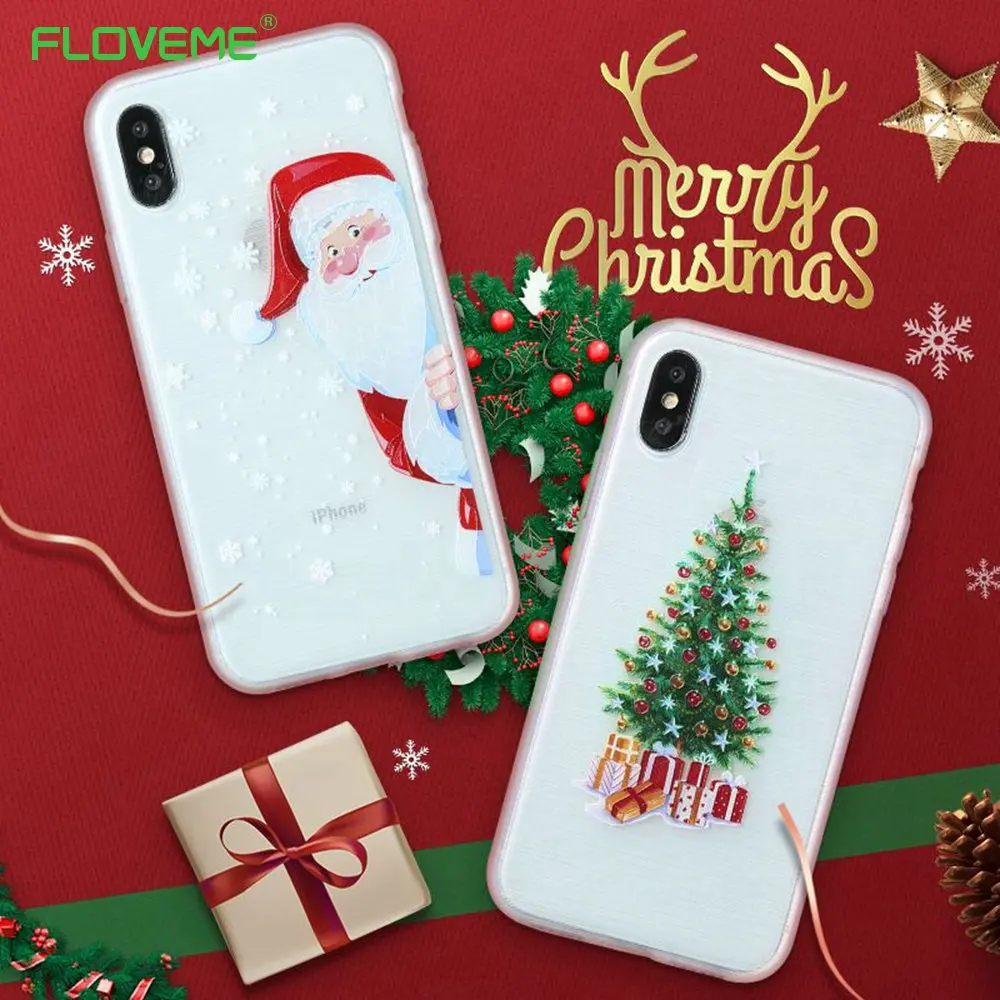 FLOVEME Рождественский чехол для iPhone XS Max XR X 8 7 6 s Plus 2020 Новый год телефона 6S Мягкий ТПУ
