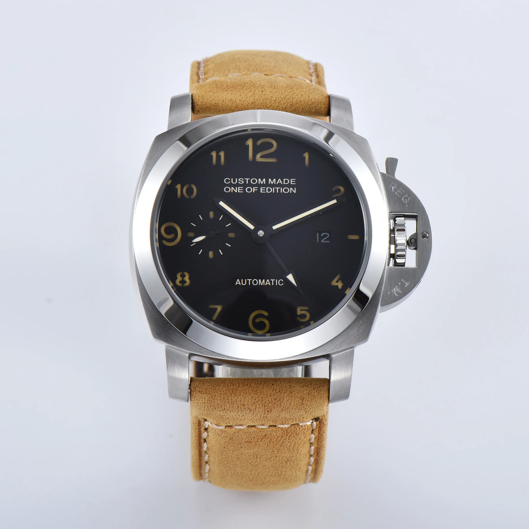 

automatic GMT Watch 316L stainless steel case 44mm automatic high quality leather strap scratch-resistant mineral glass 415-8