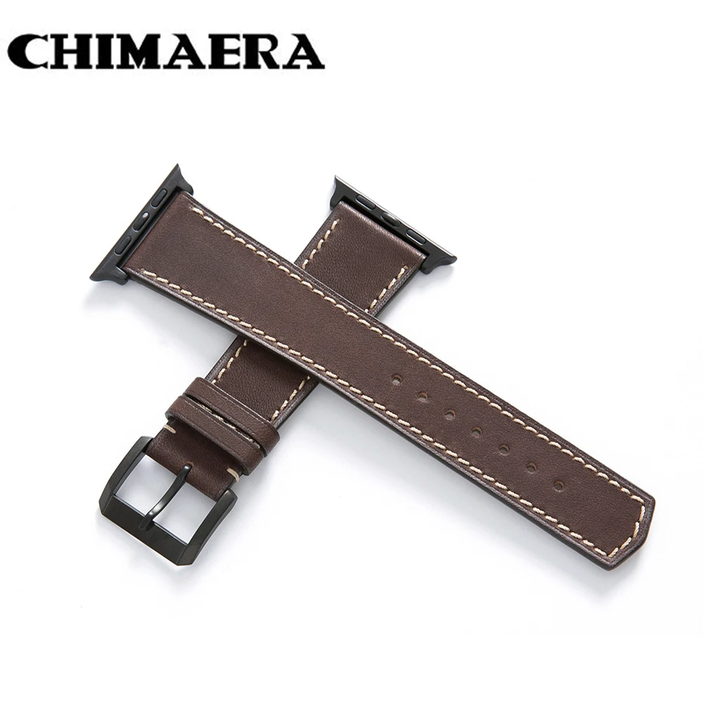 CHIMAERA желтый коричневый кофейный ремешок из натуральной кожи для часов Iwatch Apple Watch
