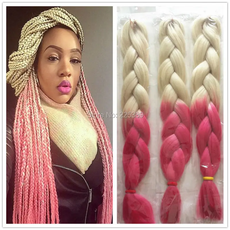 Color Braiding Hair Kanekalon  Pink Kanekalon Braiding Hair - Hair  Extensions Ombre - Aliexpress