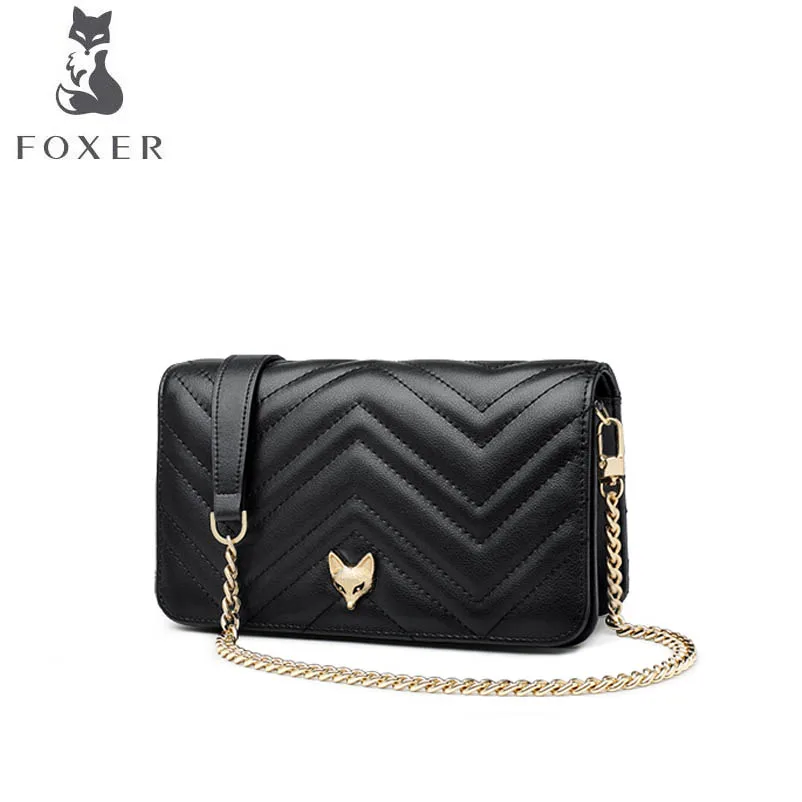 

FOXER Messenger Bag 2018 autumn and winter new Korean fashion small bag simple chain shoulder bag
