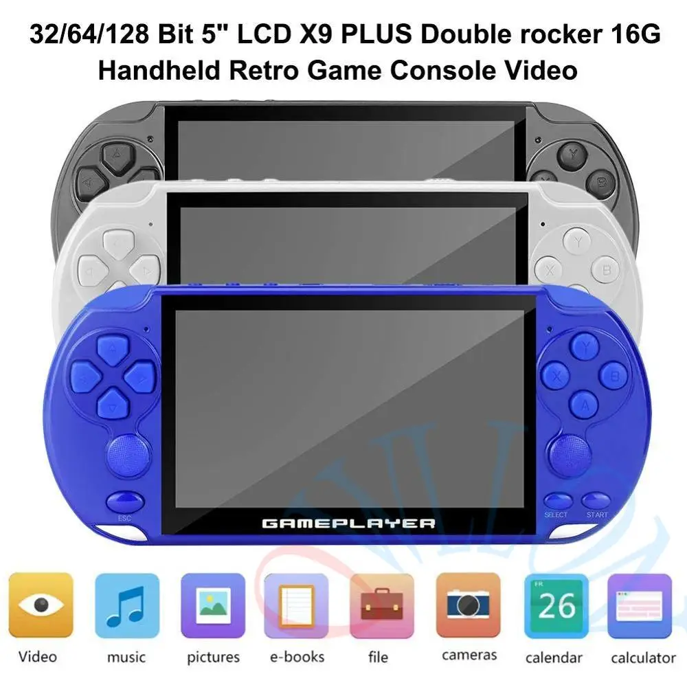 В наличии 32/64/128 бит 5 &quotLCD X9 plus двойной рокер 16G Портативная Ретро игровая консоль