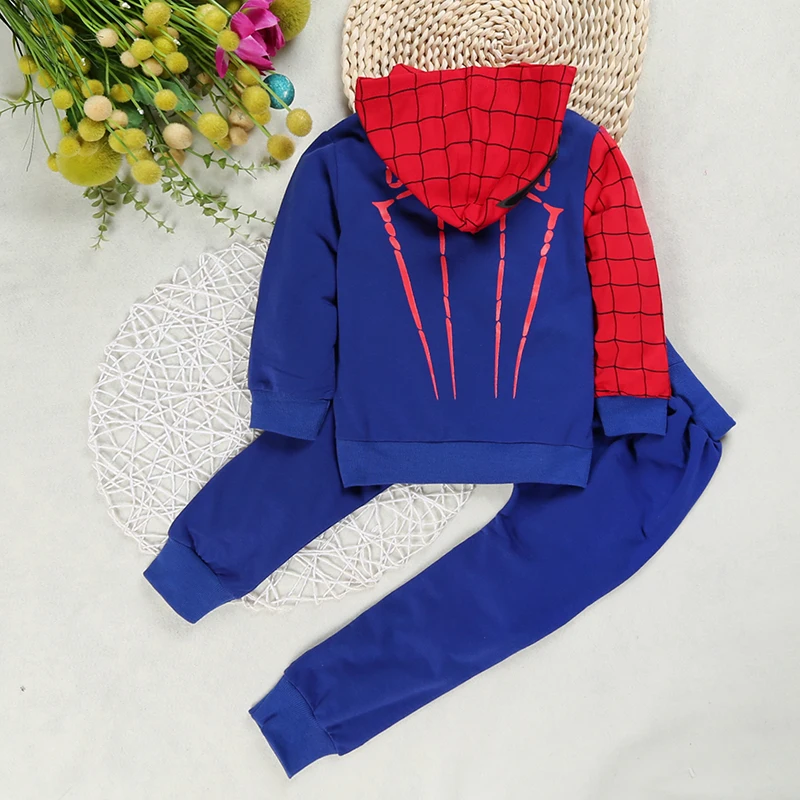 Коллекция года, Весенняя детская одежда Комплекты для мальчиков костюм Человека-паука спортивные костюмы для маленьких мальчиков комплекты детской одежды, куртка Мстители+ штаны, От 4 до 8 лет