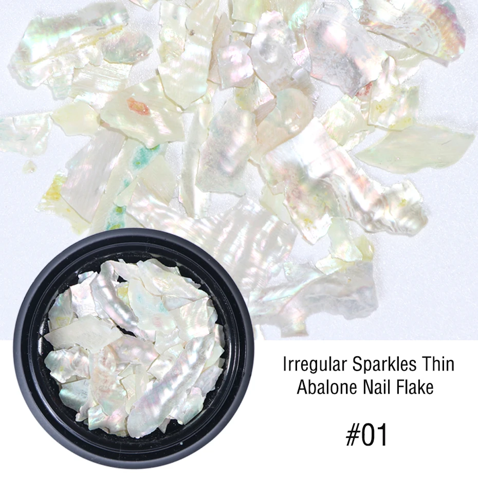 1 Box 3D Nail Sequins Colorful Abalone Shell Marble Irregular Nail Art Broken Slice Glitter Flake DIY Manicure Holographic LA79101
