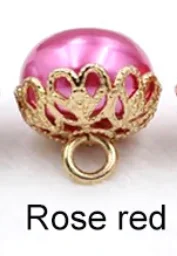 10 шт./партия 12 мм Высококачественный красочный Жемчуг пуговицы полые Металлическая корона пуговицы для рубашки одежда шитья декоративные - Цвет: rose red