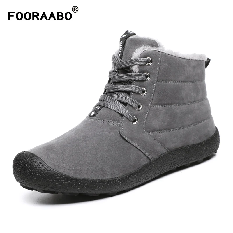 

FOORAABO Winter Warm Men Snow Boots High Top Fur Men'S Boots 2018 Fashion Velvet Men Boots Casual Men'S Shoes Plush Size 39-48