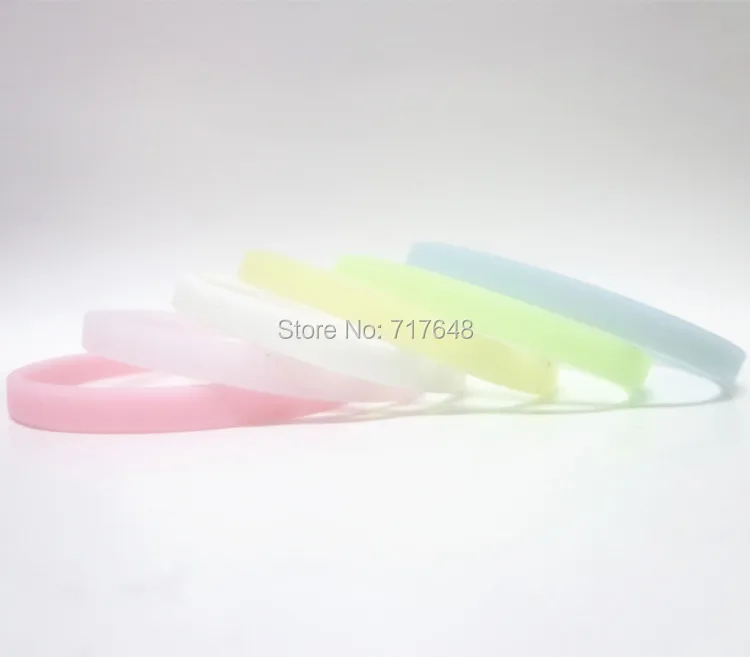 

1pc Glow in the dark Blank Pure Plain 6mm wide wristband silicone bracelets