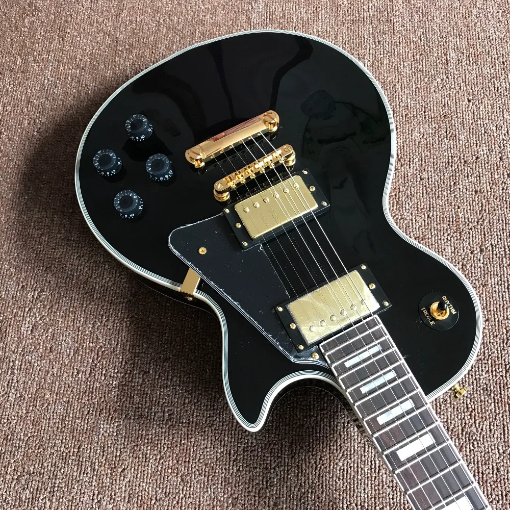 

New arrival high quality Chinese black beautify Electric Guitar,Custom guitar with Gold color hardware, hot selling guitarra