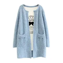 Модный женский кардиган, Свободный вязаный свитер с длинным рукавом, повседневные топы, верхняя одежда, теплое пальто