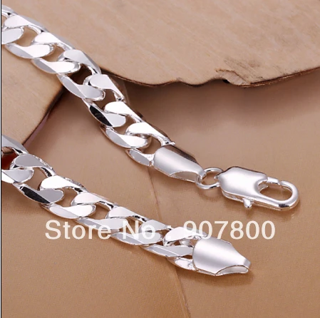 Серебряный браслет цепочка Figaro Модные мужские ювелирные изделия 8MMX20CM хорошее