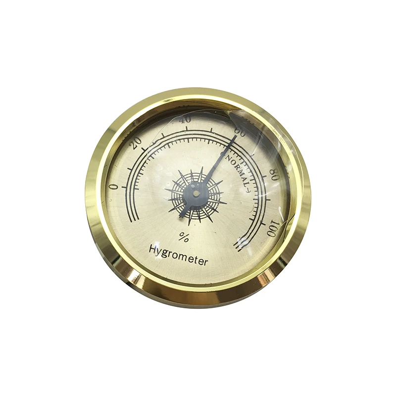 

New Arrival Round Shape Alloy Golden Hygrometer for Cigar Humidor
