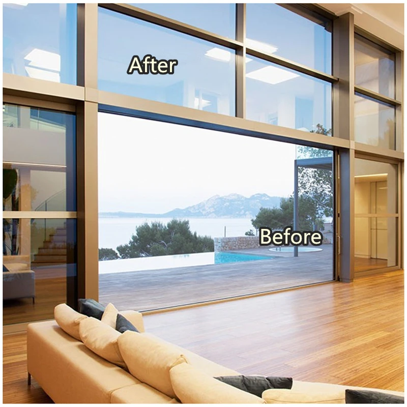One Way Reflective Mirror Film Anti UV Heat Control Privacy Solar Window Film Static Cling No Glue Tint