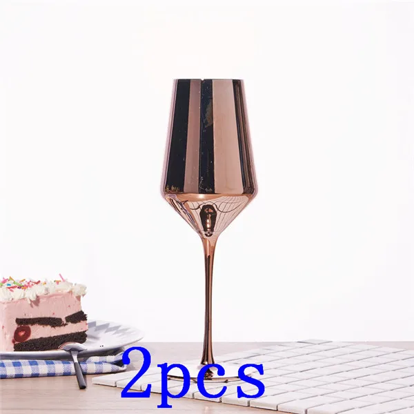 Crystal Goblets Wine Glass Rose Golden Juice Drink Champagne Goblet Party Barware Dinner Water Home Decor Chic Luxury 420ML - Цвет: 2 pcs