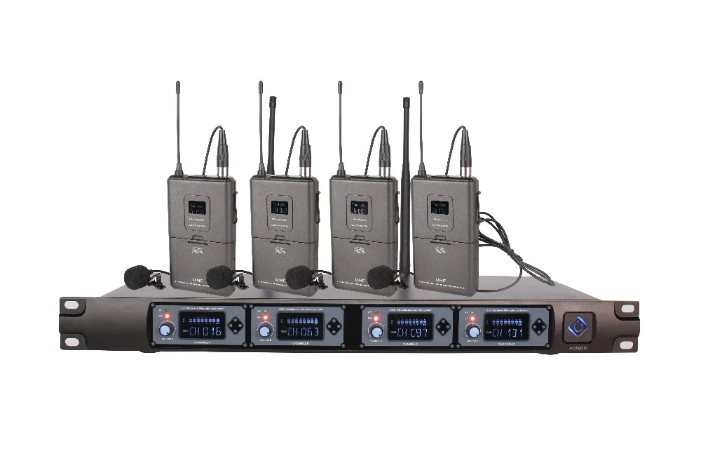 Беспроводной микрофон Системы профессиональный микрофон 4 канала UHF Динамический Профессиональный 4 ручной микрофон караоке