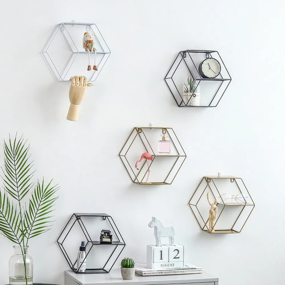 

Nordic Minimalist Modern Wall Grid Wrought Iron Photo Wall Hanging Rack Plate Mini Rack Partition Home Decoration Basket