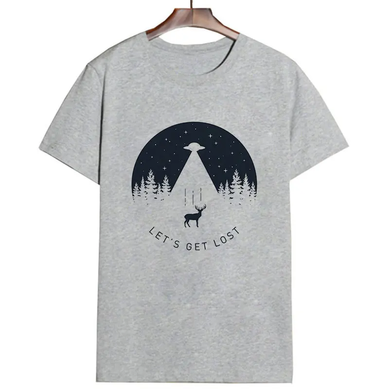 Vintage Vogue Whale Tail Printed Gothic Tshirt Cosmic Belief Harajuku Summer Tops T Shirt Women Vintage Streetwear Vegan T-shirt - Цвет: 1330-gray