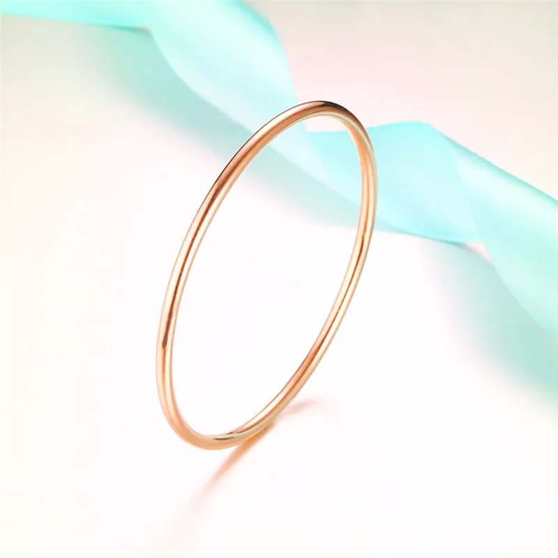 BOAKO нержавеющая сталь Классический Круглый Золотой 3 мм один круглый браслет простой стиль закрытый тонкий круг провода браслеты для женщин - Окраска металла: Покрытие из розового золота