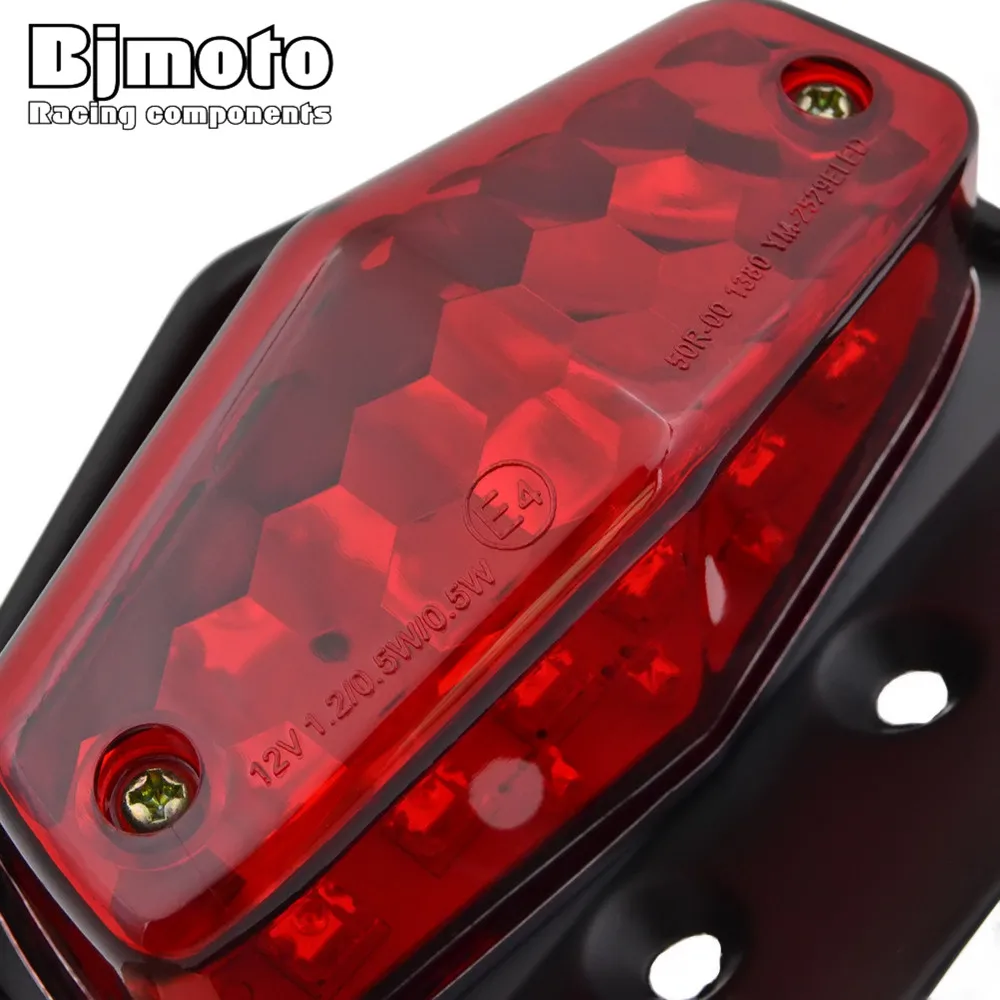  BJMOTO Emark Retro Red LED Rear Tail Brake Stop Light License Number Plate Taillight For Harley Hon - 32819951050