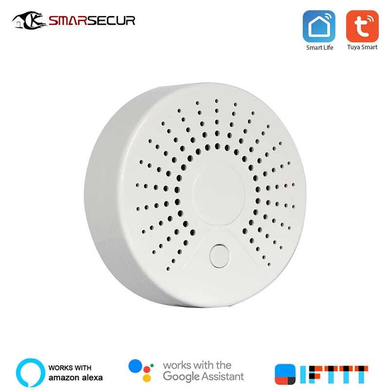 

Wifi Smoke Detector Sensor Fire Home Security System Smart Smoke Sensor Smart Life Tuya Works With Alexa Google Home IFTTT