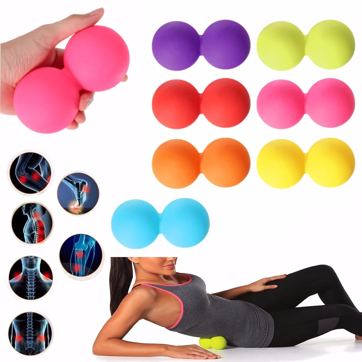 Бодибилдинг Йога двойной, для Лакросса Массажный мяч мобильность Myofascial триггер точка релиз арахиса Спортивная футболка