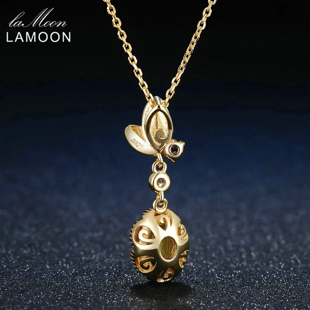 LAMOON 7x9mm 2ct 100% Natural Oval Citrine 925 Sterling Silver Jewelry Light Yellow Gold Color Chain Pendant Necklace LMNI010 - Image 3
