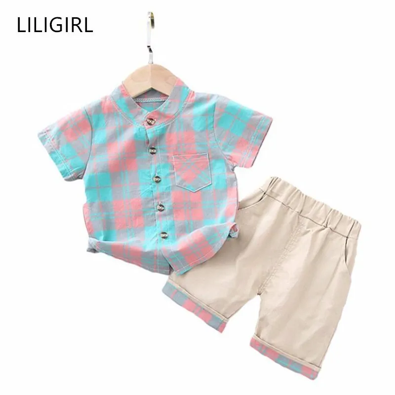 LILIGIRL اللون منقوشة الفتيان الملابس مجموعة 2 سنوات الأطفال قصيرة الأكمام قميص السراويل دعوى 2 قطعة الصيف طفل رضيع ملابس عصرية مجموعات LILIGIRL اللون منقوشة الفتيان الملابس مجموعة 2 سنوات الأطفال قصيرة الأكمام قميص السراويل دعوى 2 قطعة الصيف طفل رضيع ملابس عصرية مجموعات