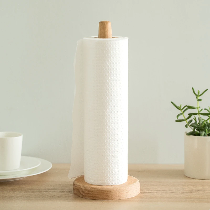 Буковая деревянная вертикальная подставка для рулонной бумаги, держатель для кухонного бумажного полотенца, держатель туалетной бумаги, бытовой кухонный инструмент