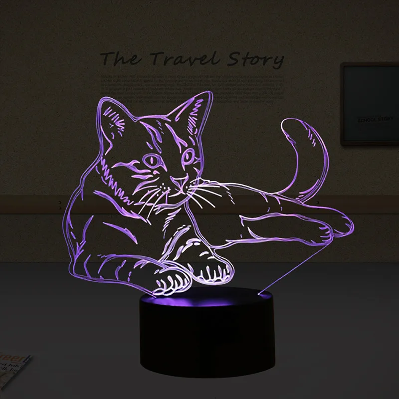 Luzes da Noite adorável 7 cores 3d gato Feature 3 : Led Desk Lamp