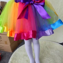 Новая детская Радужная юбка-пачка для девочек, красивые разноцветные сетчатые юбки ручной работы, Бальные юбки для танцевальной вечеринки для детей XL13
