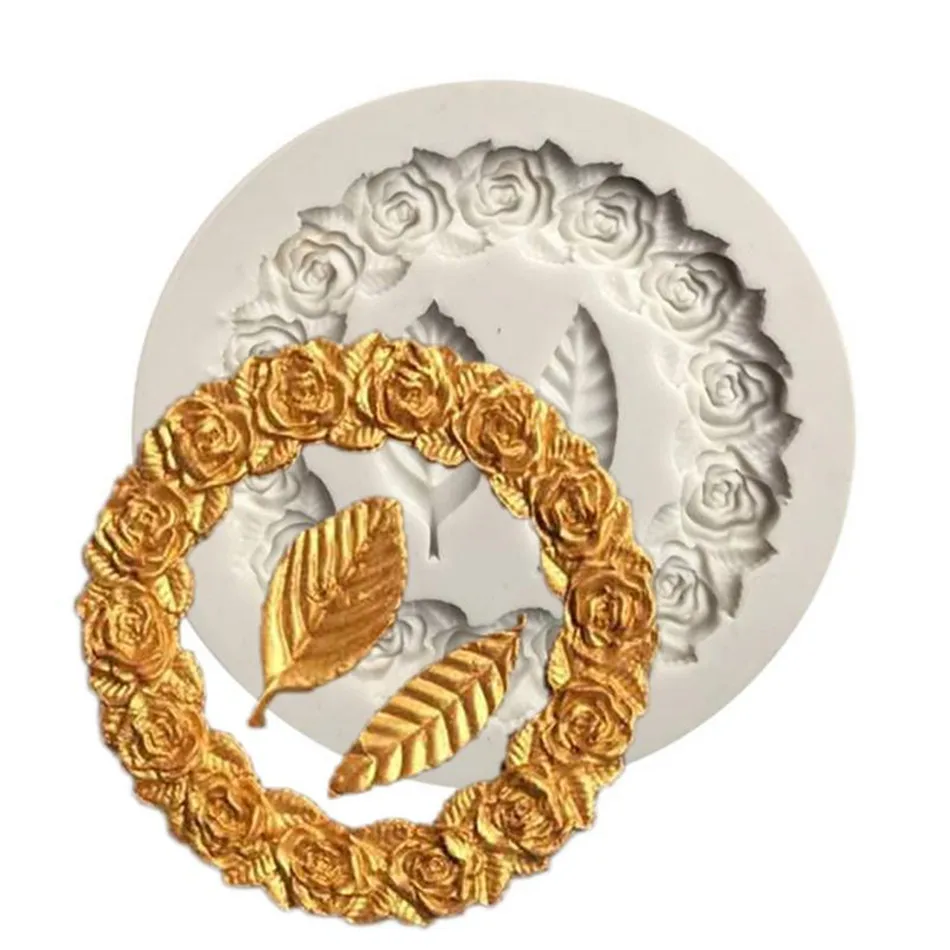 

Wreath Silicone Mold New Two Leaves Silicone Mold Frame Cake Decorating Tools Food-grade Silicone Cake Stencil