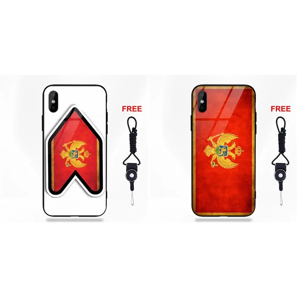 

Vvcqod For Apple iPhone 5 5C 5S SE 6 6S 7 8 Plus X XS Max XR Soft TPU Frame Tempered Glass Mobile Case Montenegro Grungy Flag