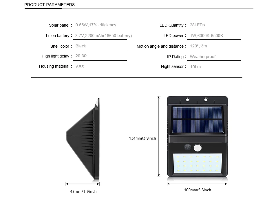 20 светодиодов и разделяемый 28 светодиодов Солнечный PIR датчик движения светодиодный свет Солнечная перезаряжаемая лампа водонепроницаемый настенный светильник для сада двора