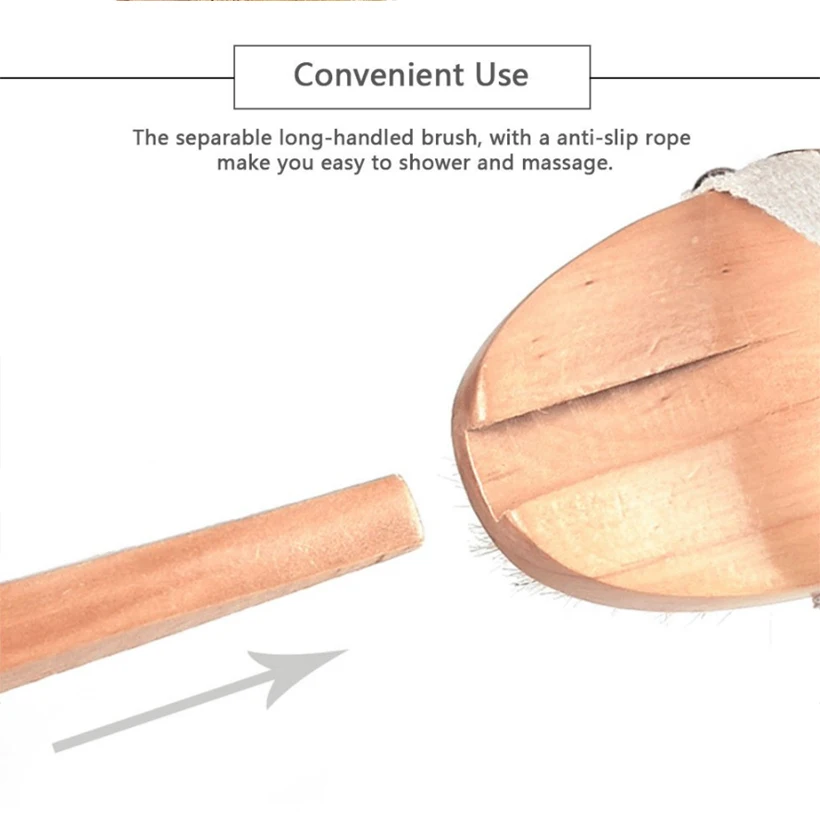 CLPAIZI щетка для ванны тела, съемная деревянная с длинной ручкой натуральная щетина щетка для душа ванны, сухое массажное средство для отшелушивания кожи щетка