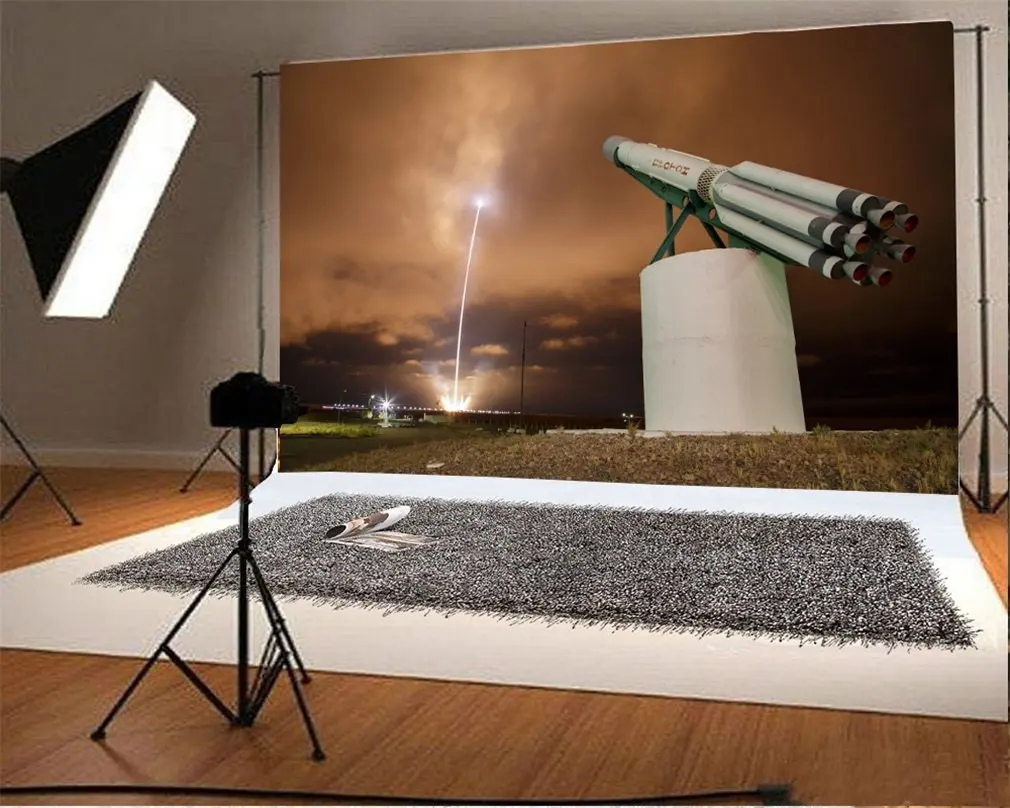

Photography Backdrop Rocket Take Off Dark Cloud Nature Night View Photo Background