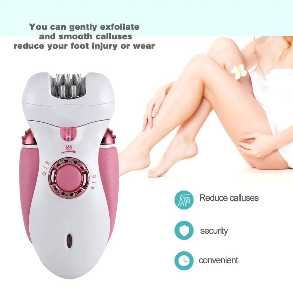 

Rechargeable Electric 4-in-1 Luxurious Callus & Hair Removal System Waterproof Gentle Silk Epilator & Shaver