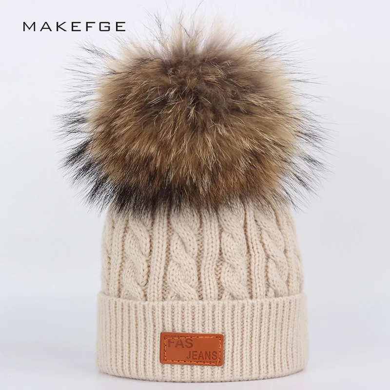 

Brand skullies beanies for kids fur ball cap winter hats children kids boys girls pompom skullies beanies for kids pompom hat