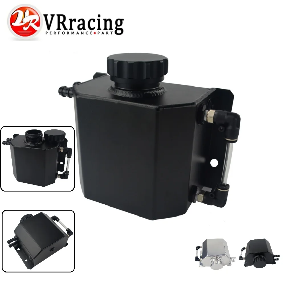 VR Universal 1L Alloy Aluminium Engine Oil Catch Can Breather Tank