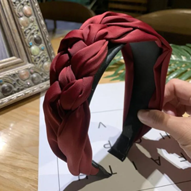 

Dark Red Fabric Side Twisted Headband Hairband for Women Turban Headband Girls Teen Headband Hair Accessories Solid Hairband