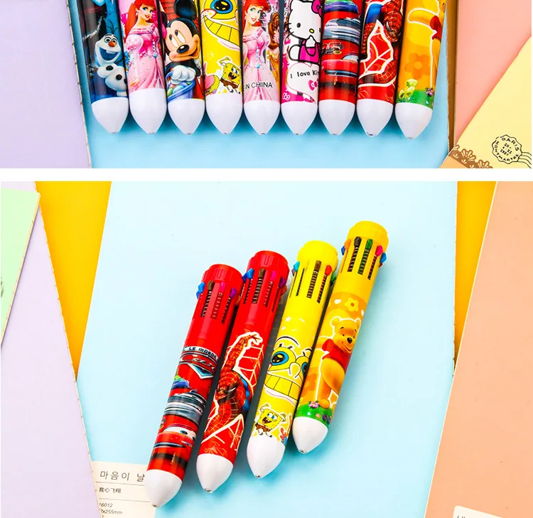 B7 креативные канцелярские принадлежности Детские Мультяшные 10 Цветов шариковая ручка цветная шариковая ручка ученический приз обучающее оборудование для офисных принадлежностей