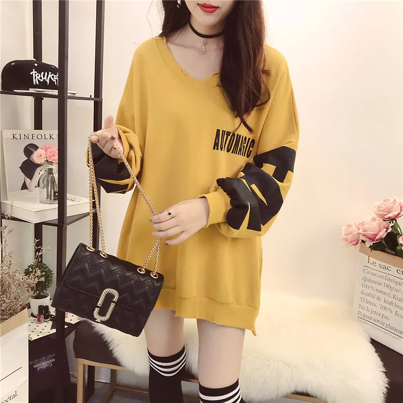 

Women's Sweatshirt Letter Color Block Loose Sweatshirt