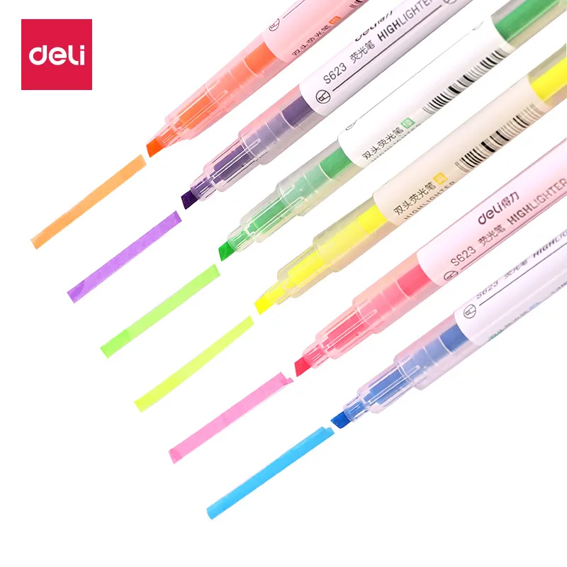 

Dual Tip Highlighter Set 6 Pcs Gel Bible Highlighter Non-Bleed Assorted Color 6 Narrow Highlighter for Journaling