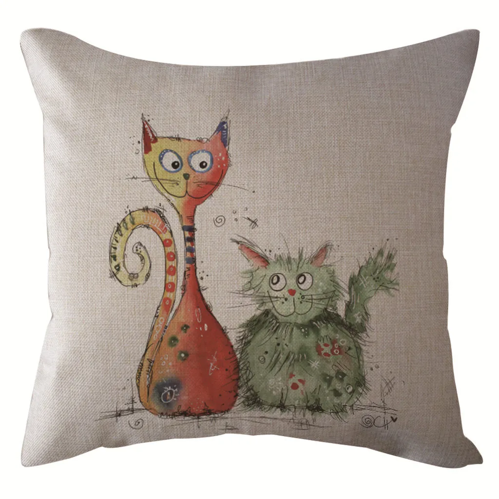 

Gajjar New Simple Painting Style Cushion Cover Cat Elephant Owl Pillow Case Animnal Home Decorative Pillows Cover For Sofa Car16