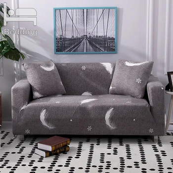 

Gray Snowflake Feather Elastic Sofa Protector Cover for Living Room Sofa Slipcovers Sectional L Shape Sofacover 1/2/3/4 Seater